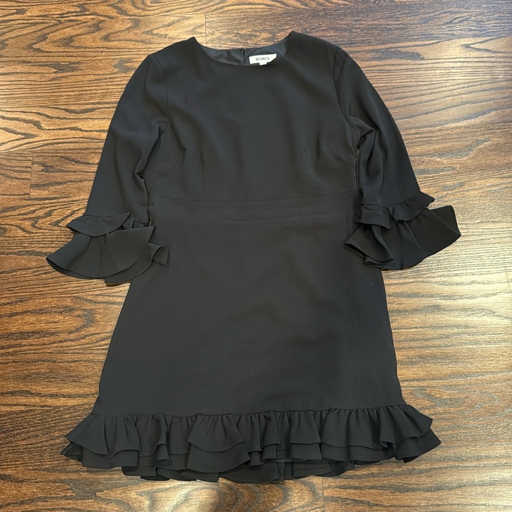 BB Dakota Black Crepe Dress with Ruffle Size 10